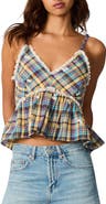 Steve Madden Bryna Lace Plaid Crop Camisole