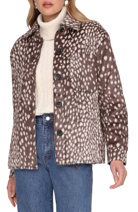 Cheetah Print Faux Fur Shirt Jacket