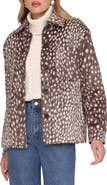 Avec Les Filles Cheetah Print Faux Fur Shirt Jacket