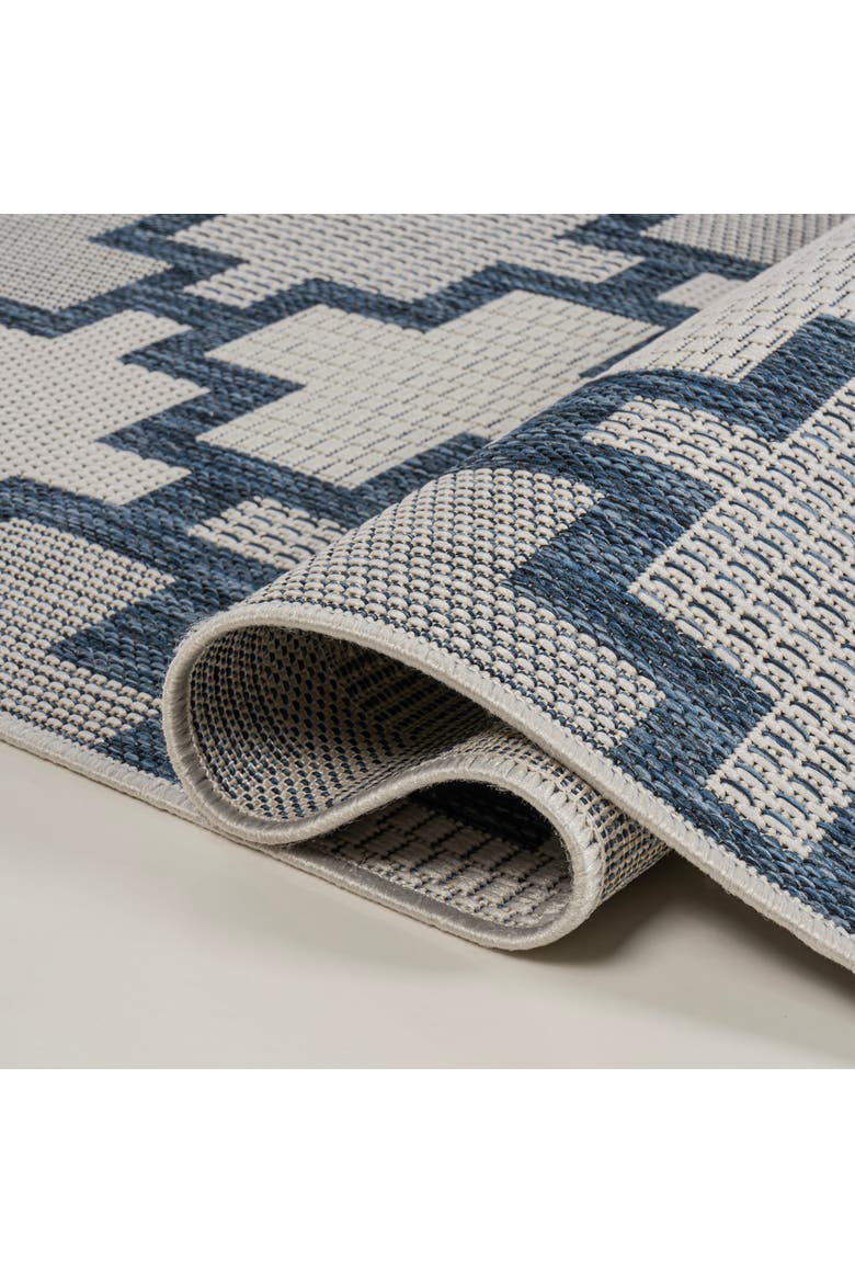 Cyrus Modern Geometric Tile Pattern Indoor/Outdoor Area Rug, Alternate, color, Navy/Cream