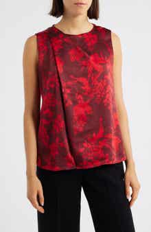 Vince Camuto Pleated Sleeveless Satin Top