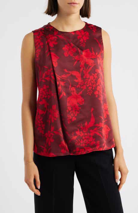 Vince Camuto Pleated Sleeveless Satin Top