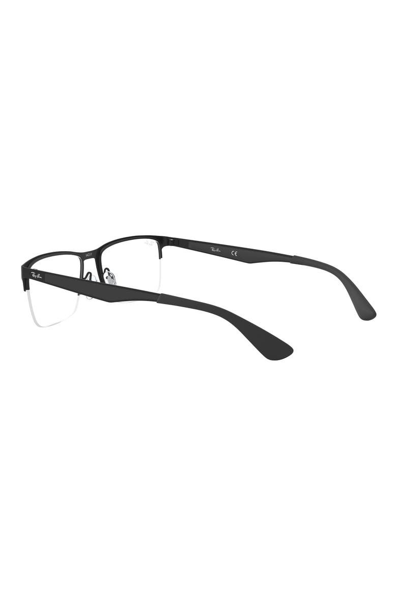 54mm Semi Rimless Rectangular Optical Glasses, Alternate, color, MATTE BLACK