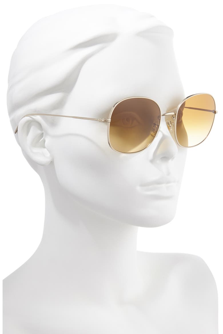Mehrie 57mm Gradient Round Sunglasses, Alternate, color, SOFT GOLD/ AMBER BROWN