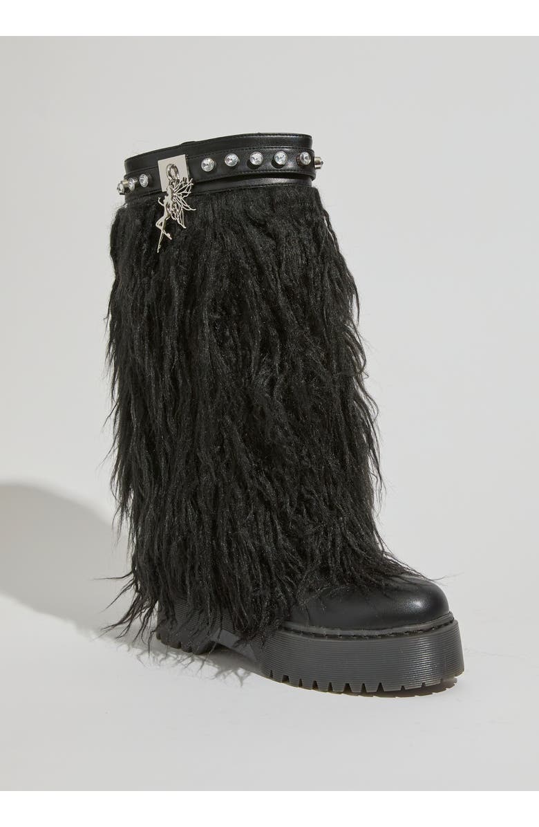 SPARKL Iconique Fur Boots, Alternate, color, Black