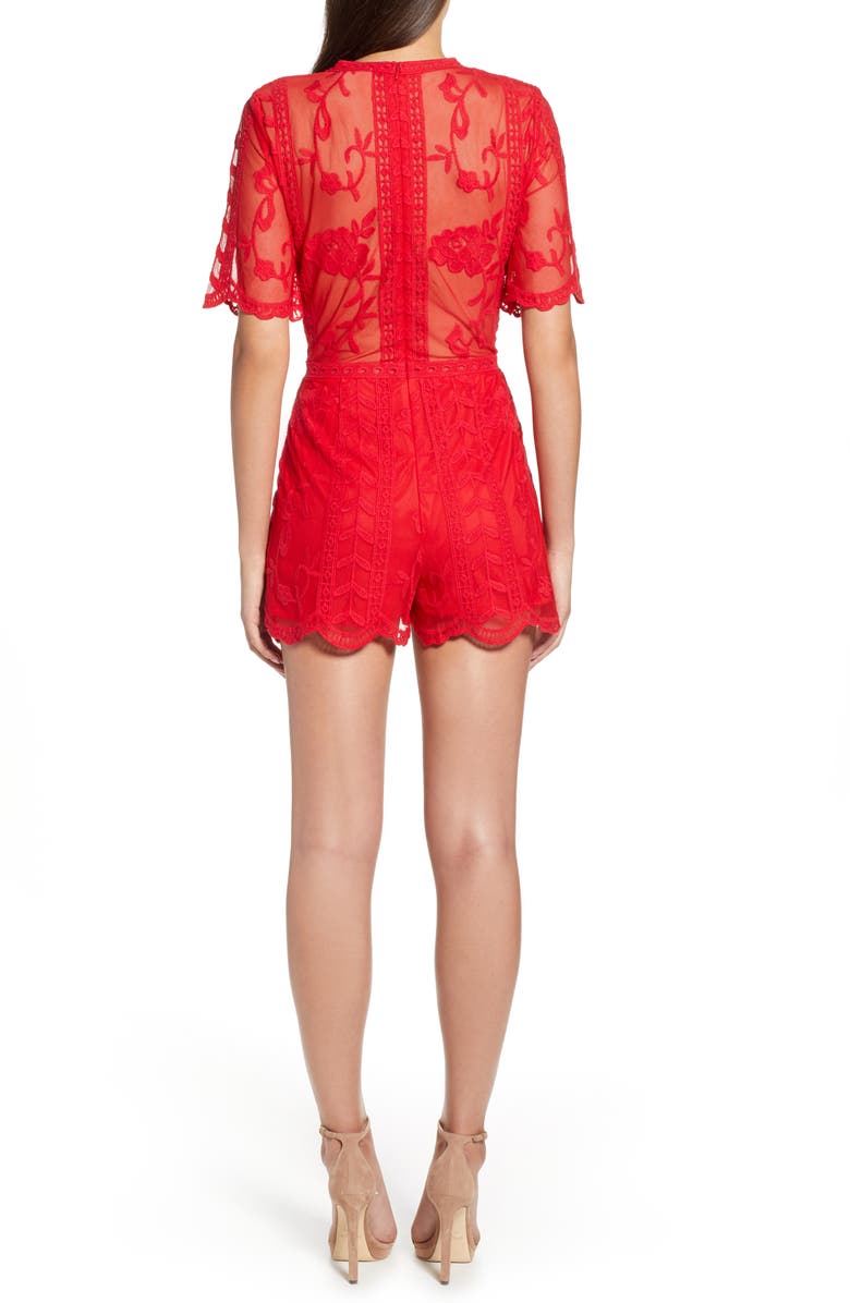 Socialite Plunging Lace Romper, Alternate, color,
