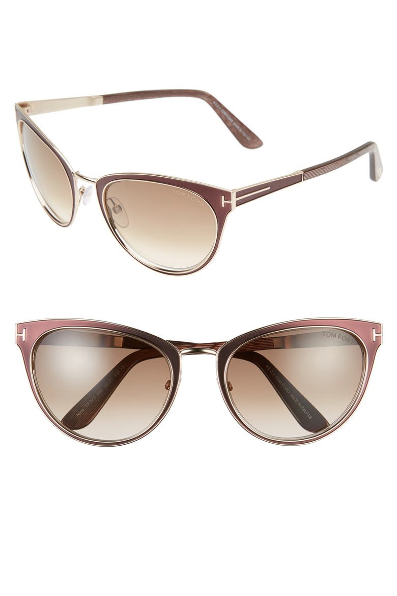 'Nina' 56mm Sunglasses, Main, color, BROWN/ ROSE GOLD