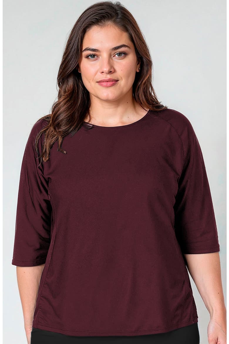 Plus Size Loose Fit Margaux Swim Top, Main, color, Wine