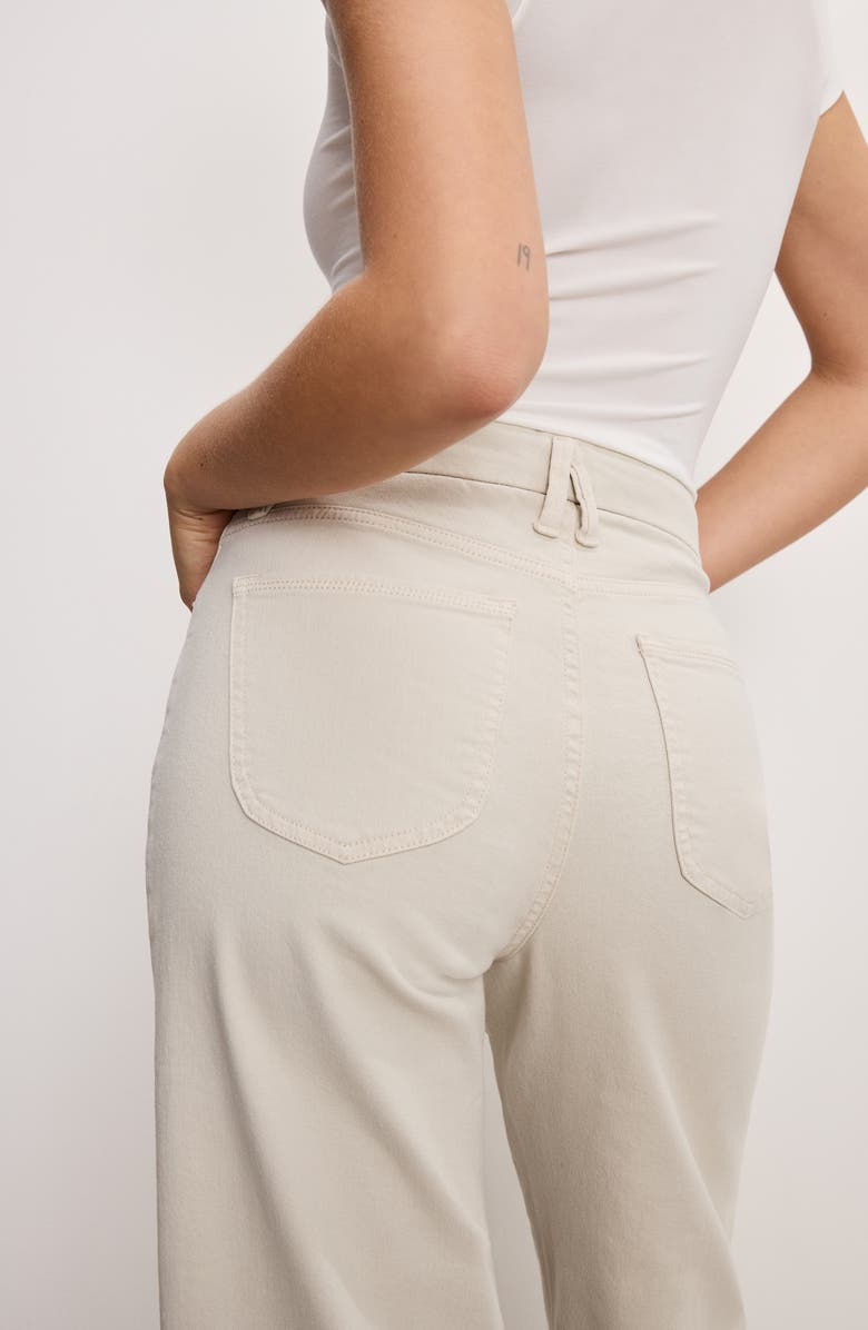 Good American Good Waist Raw Hem High Waist Crop Palazzo Jeans, Alternate, color, Bone001