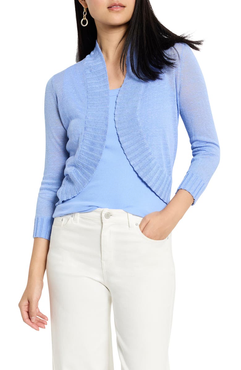 NIC+ZOE Linen Blend Bolero Cardigan, Main, color, Blue Iris