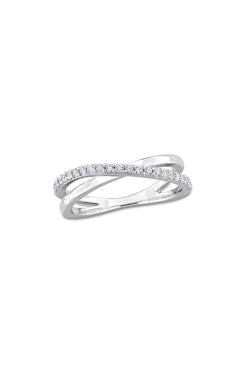 Lab-Created Moissanite Crossover Ring, Main, color, WHITE