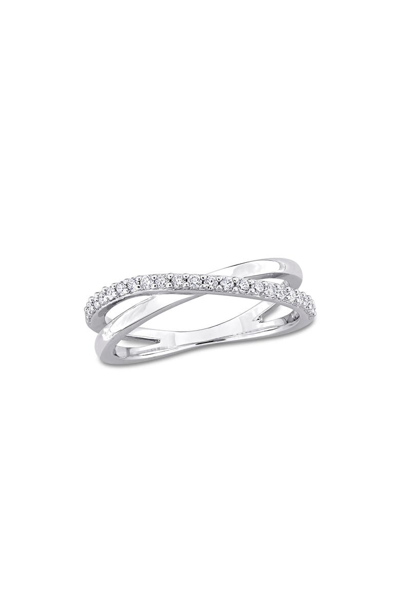 DELMAR Lab-Grown Moissanite Crossover Ring, Main, color, Silver