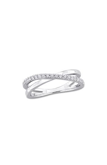 Delmar Lab-grown Moissanite Crossover Ring In Metallic