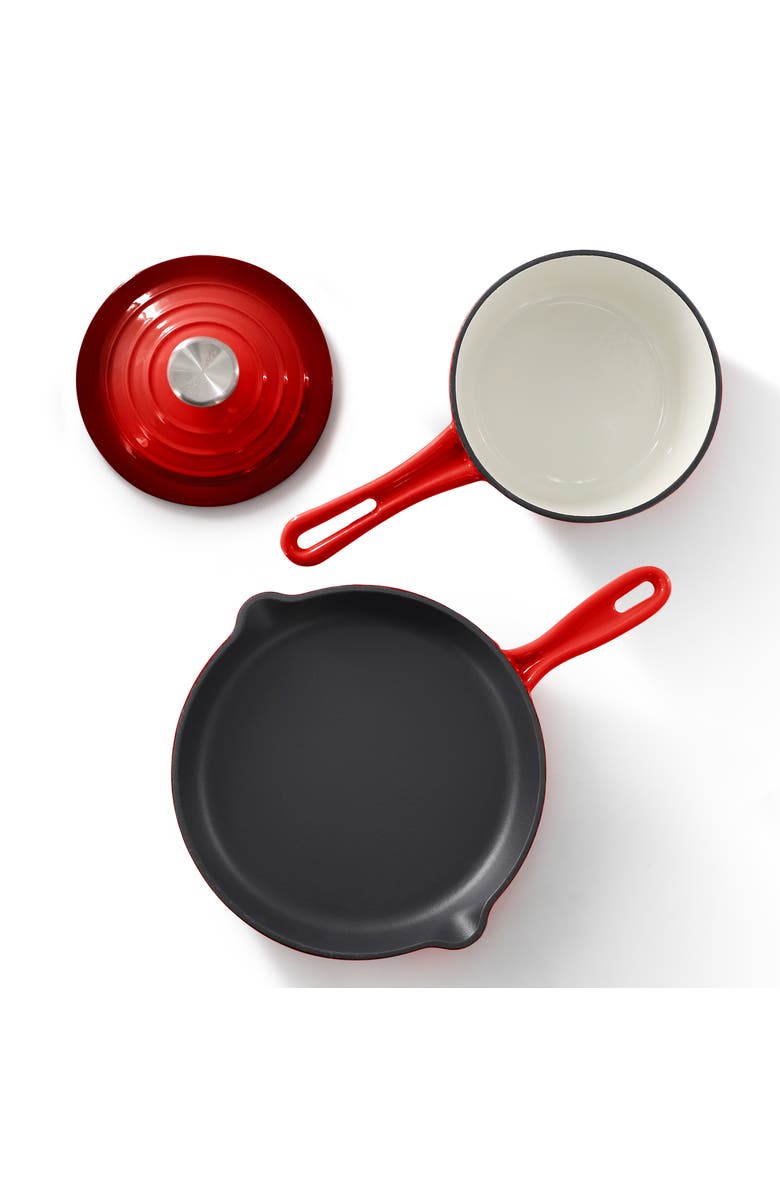Megachef 7 Piece Enameled Cast Iron Cookware Set, Alternate, color, Red