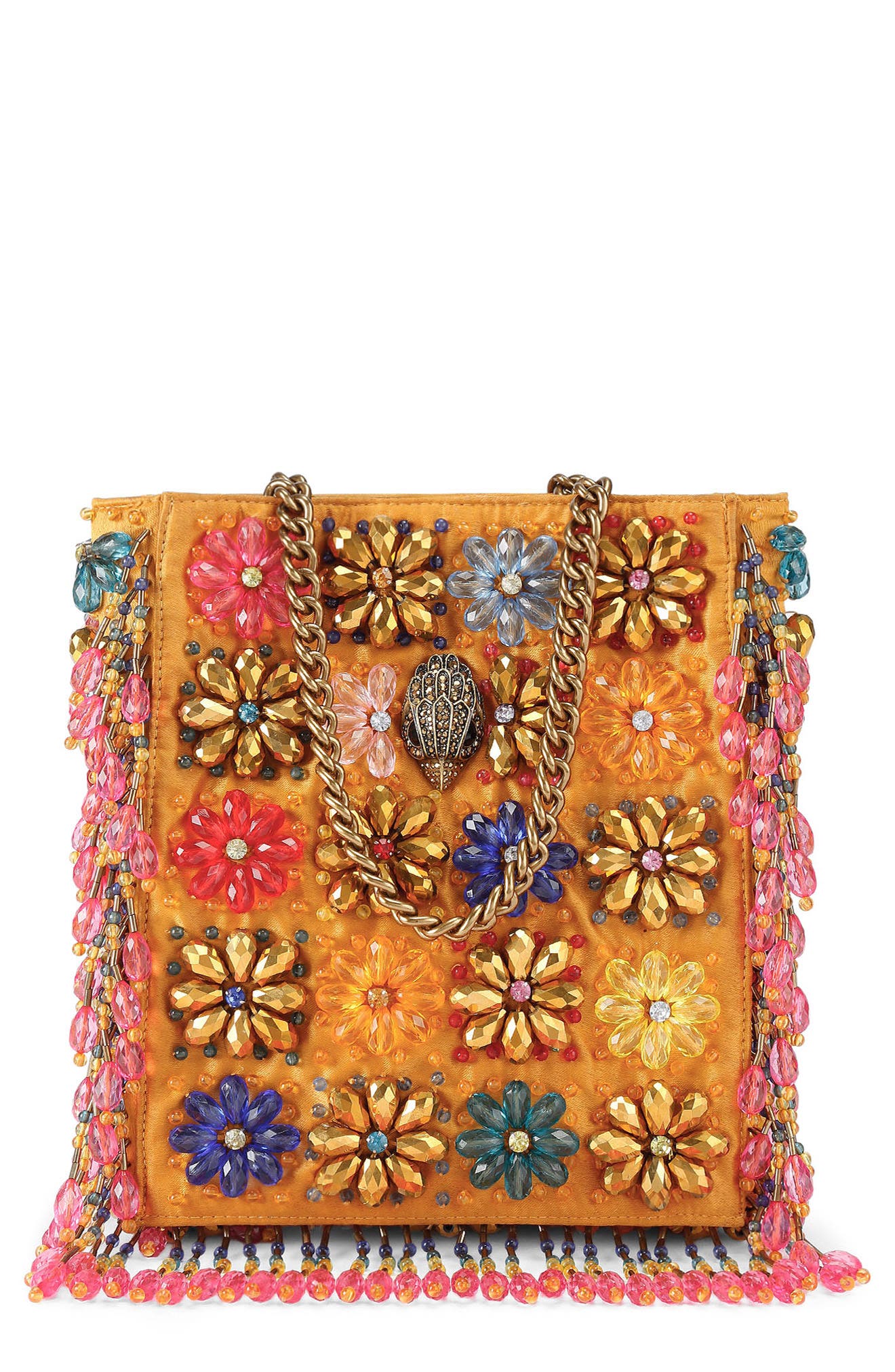 Kurt Geiger London Mini Beaded Tote, Main, color, Yellow Multi
