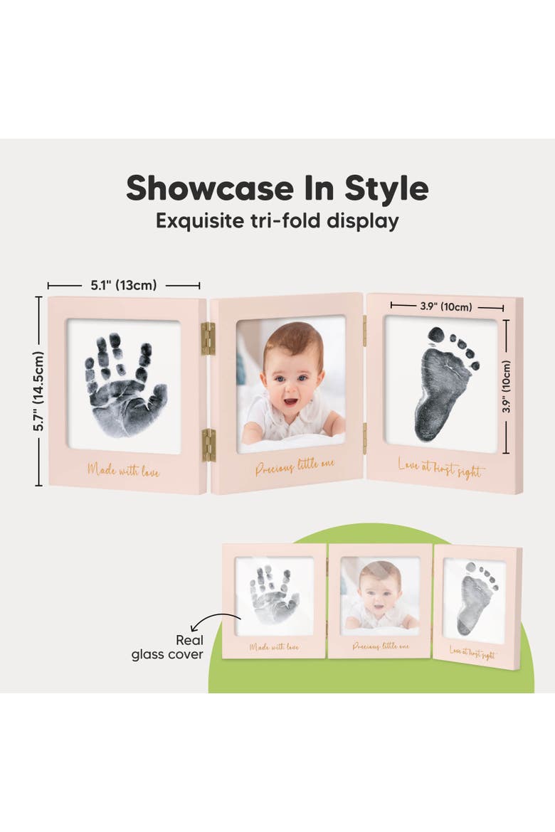 Fond Clean Touch Inkless Hand and Footprint Frame, Alternate, color, Petal Pink/Gold
