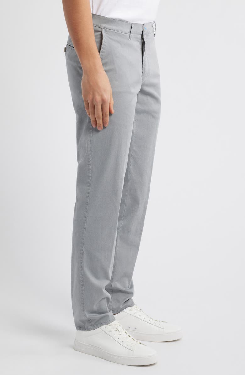 Brax Fabio Micropattern Flat Front Cotton Blend Pants, Alternate, color, Platinum