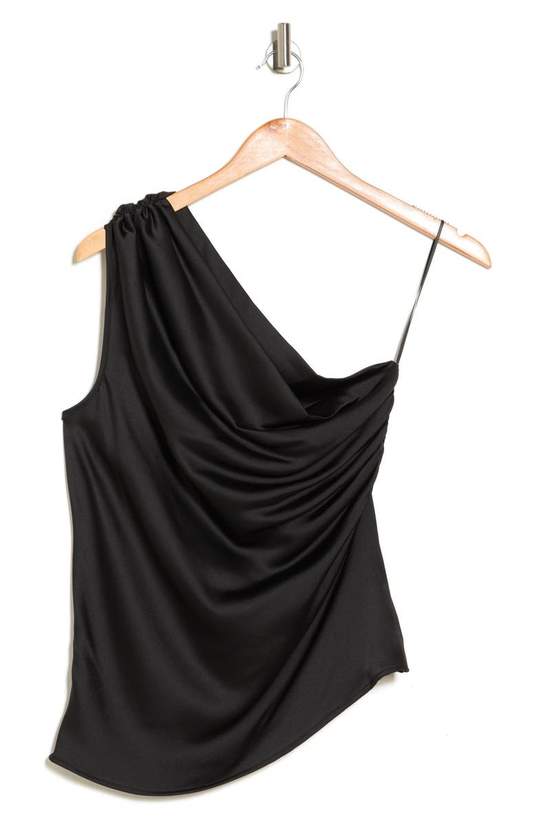Renee C Ruched One-Shoulder Satin Blouse, Alternate, color, 