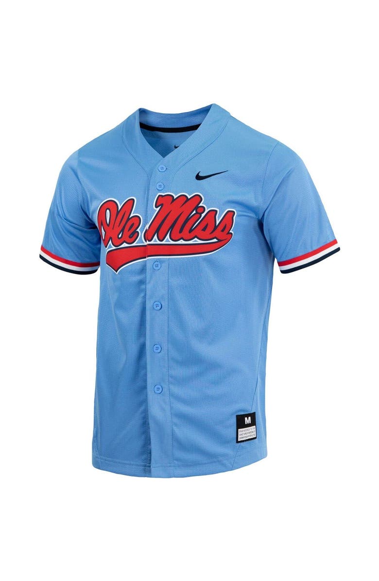 Nike Men's Nike Powder Blue Ole Miss Rebels Replica Full-Button Baseball Jersey, Alternate, color, 