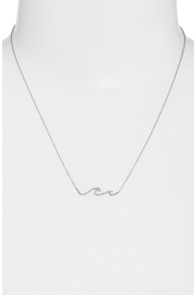 Diamond Mini Wave Bar Necklace, Alternate, color, WHITE GOLD