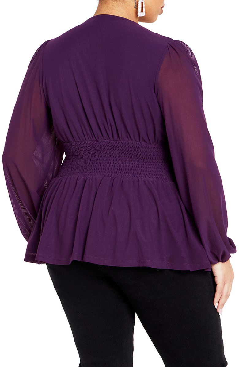 City Chic Rapture Ruched Chiffon Top, Alternate, color, 