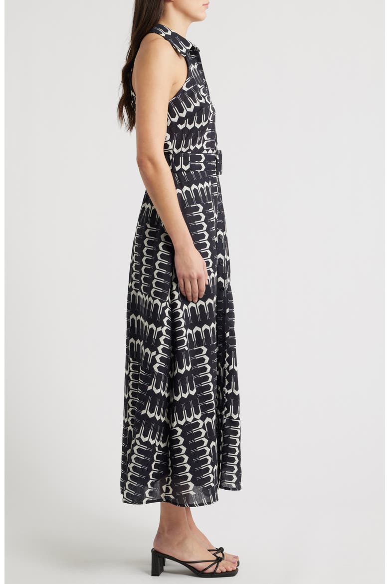 Kaisa Sleeveless Belted Shirtdress, Alternate, color, BLACK MULTI
