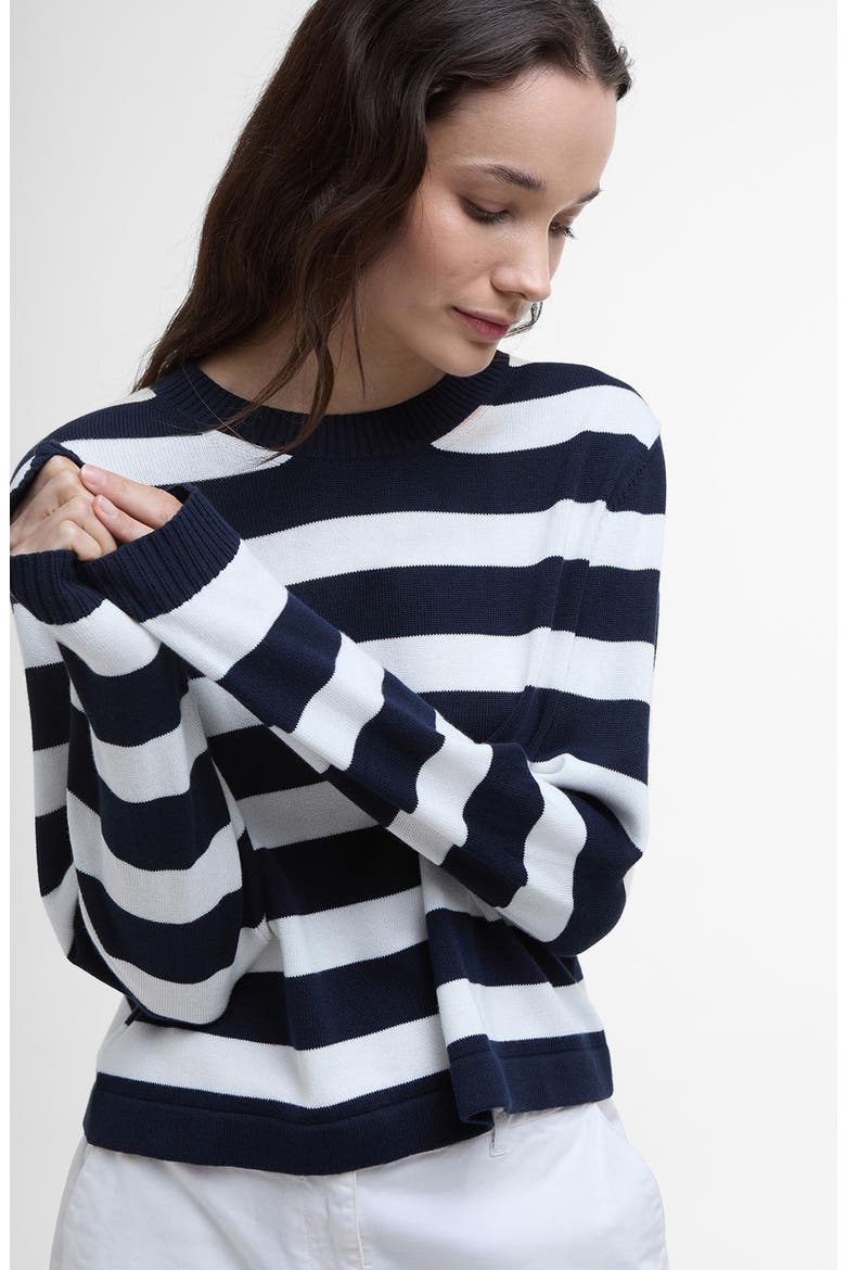 Bronya Stripe Cotton Blend Sweater, Alternate, color, NAVY