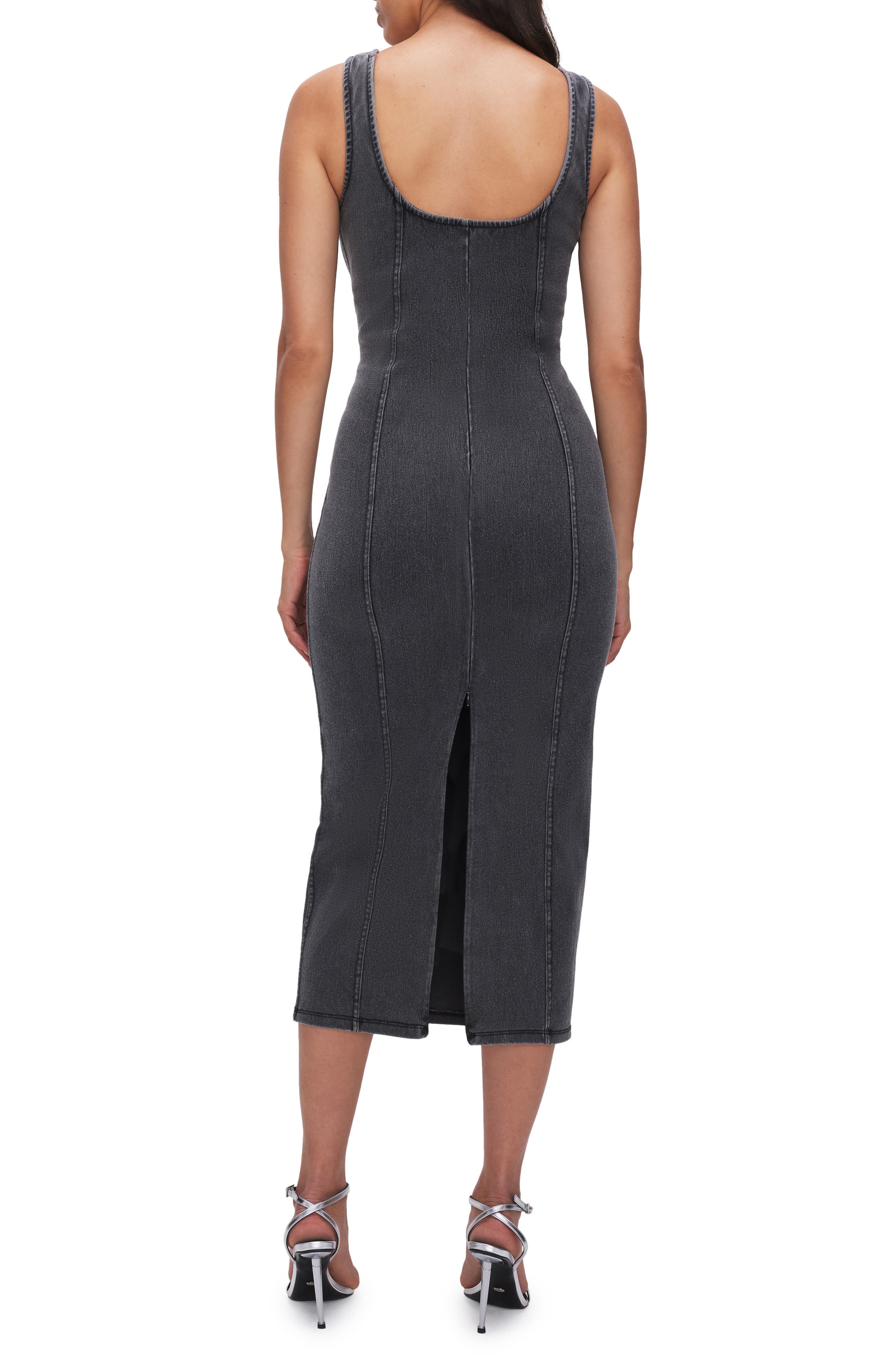 Good American Soft Sculpt Denim Midi Tank Dress (Women) | Nordstrom