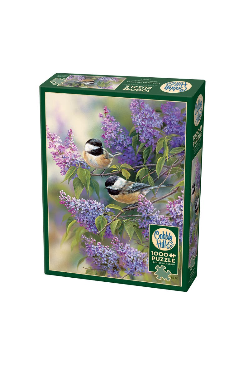 1000 Piece Puzzle Chickadees & Lilacs Reference Poster Included, Main, color, Multicolored