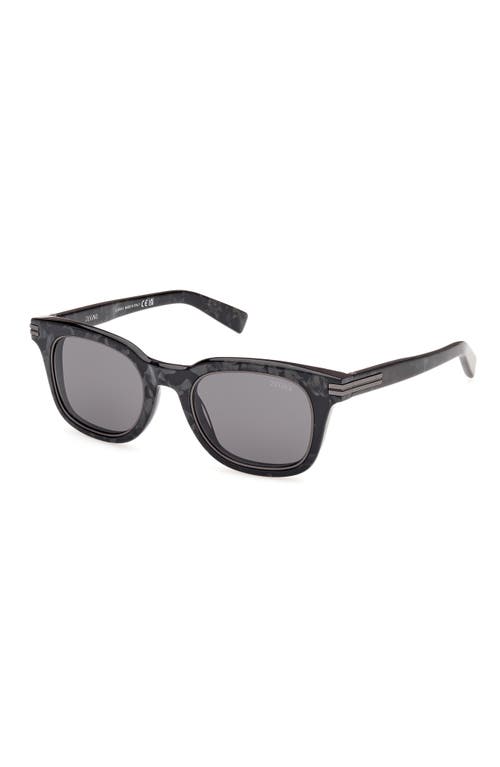 Zegna 50mm Rounfd Sunglasses In Black