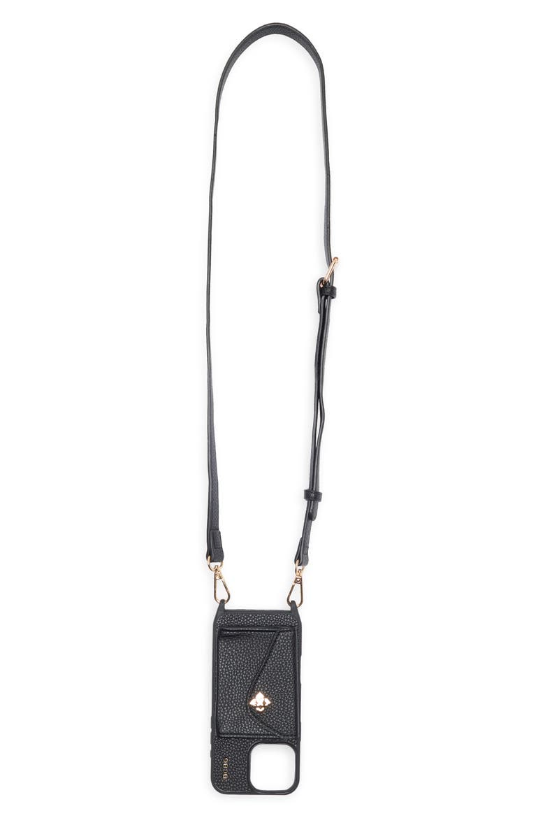 iPhone 16 Pro Max Leather Wallet Crossbody Case, Main, color, BLACK