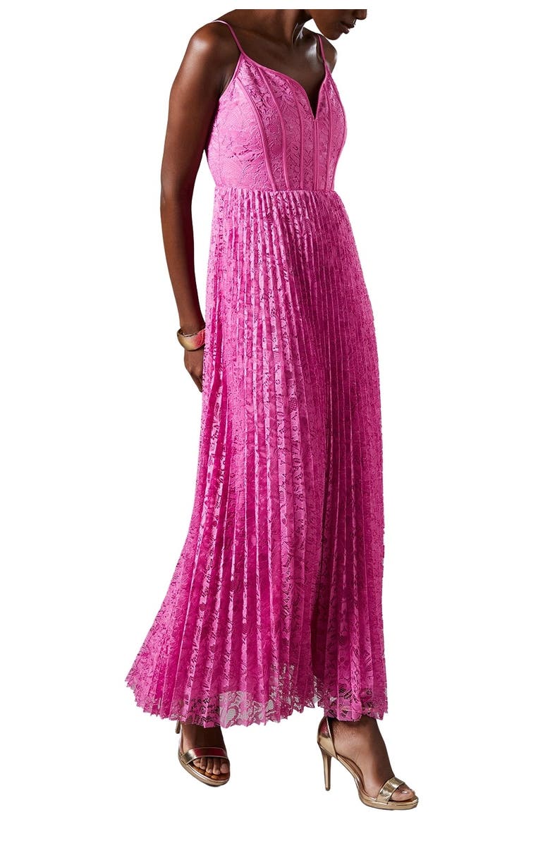 Coast Lace Pleated Maxi Dress, Alternate, color, Pink