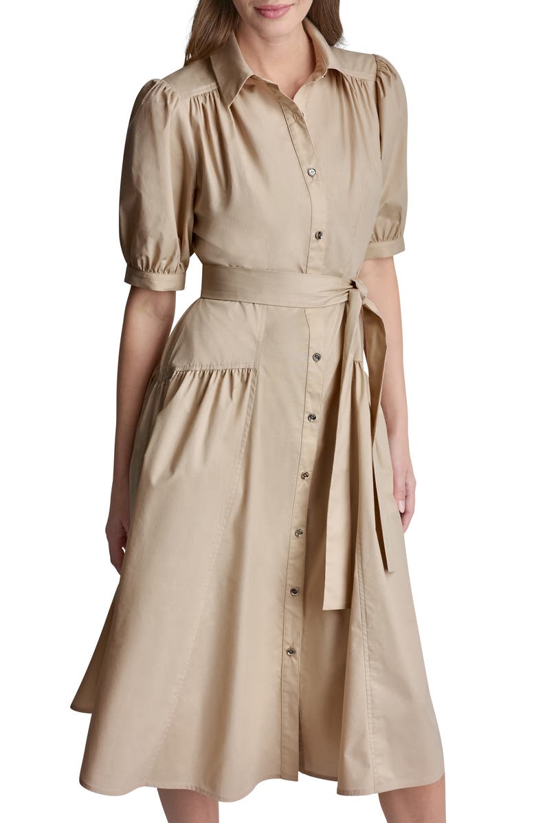 DKNY Drop Waist Midi Dress, Alternate, color, Moonlight