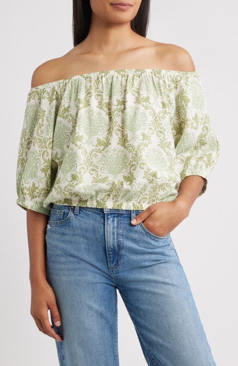 売れ筋商品|||ヴィンスカムート カットソー トップス レディース Women's Floral-Printed Off-The-Shoulder Balloon-Sleeve Top Calm Grey off-the-shoulder: Women's Tops & Dressy Tops | Dillard's