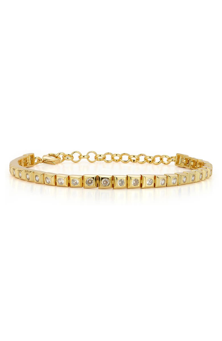 GLAZE JEWELRY Rho Cubic Zirconia Tennis Bracelet, Main, color, Gold