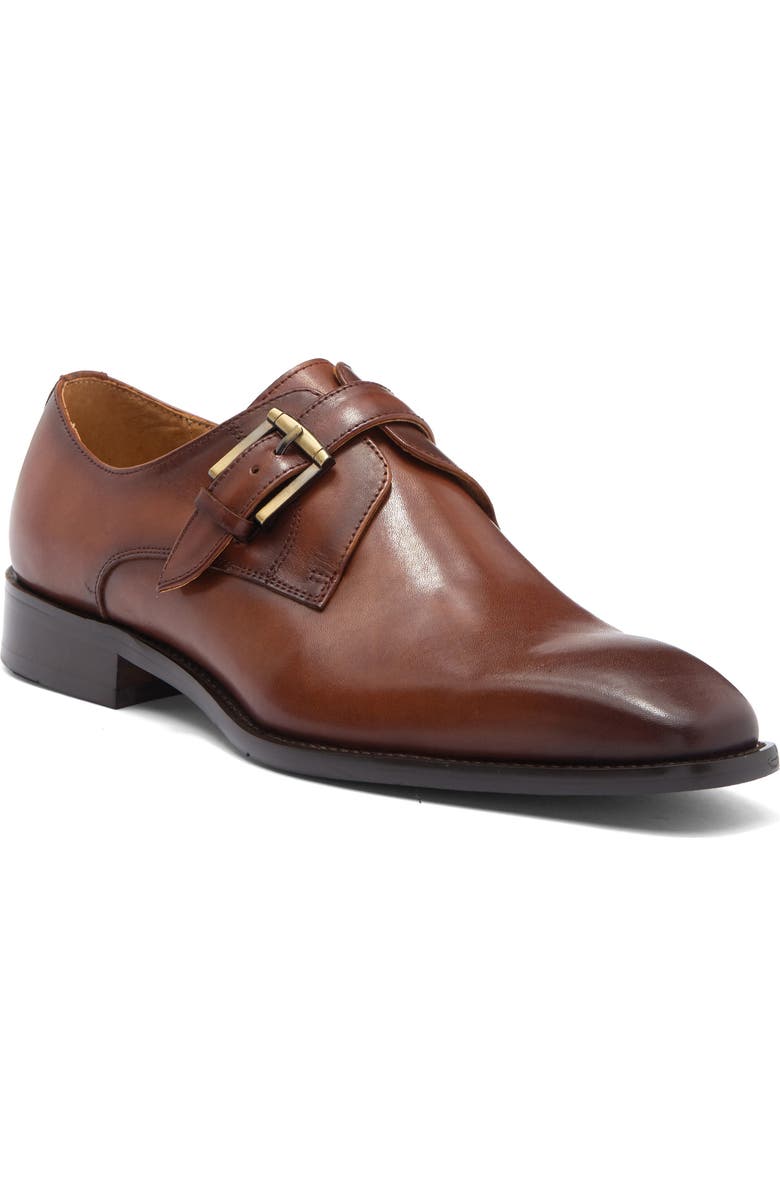 Maison Forte Davos Buckle Strap Leather Loafer, Main, color, Cognac