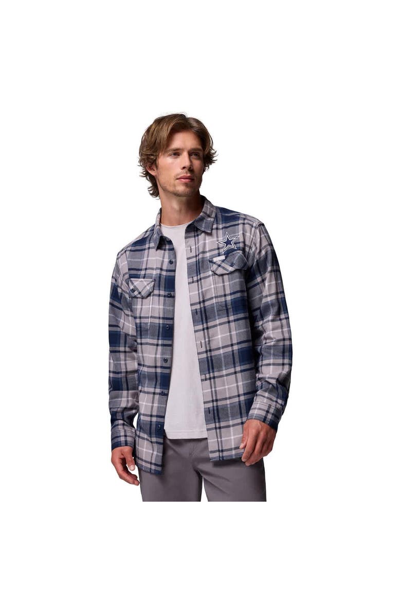 Men's Columbia  Navy Dallas Cowboys Flare Gun Long-Sleeve Button-Up Flannel Shirt, Alternate, color, Navy
