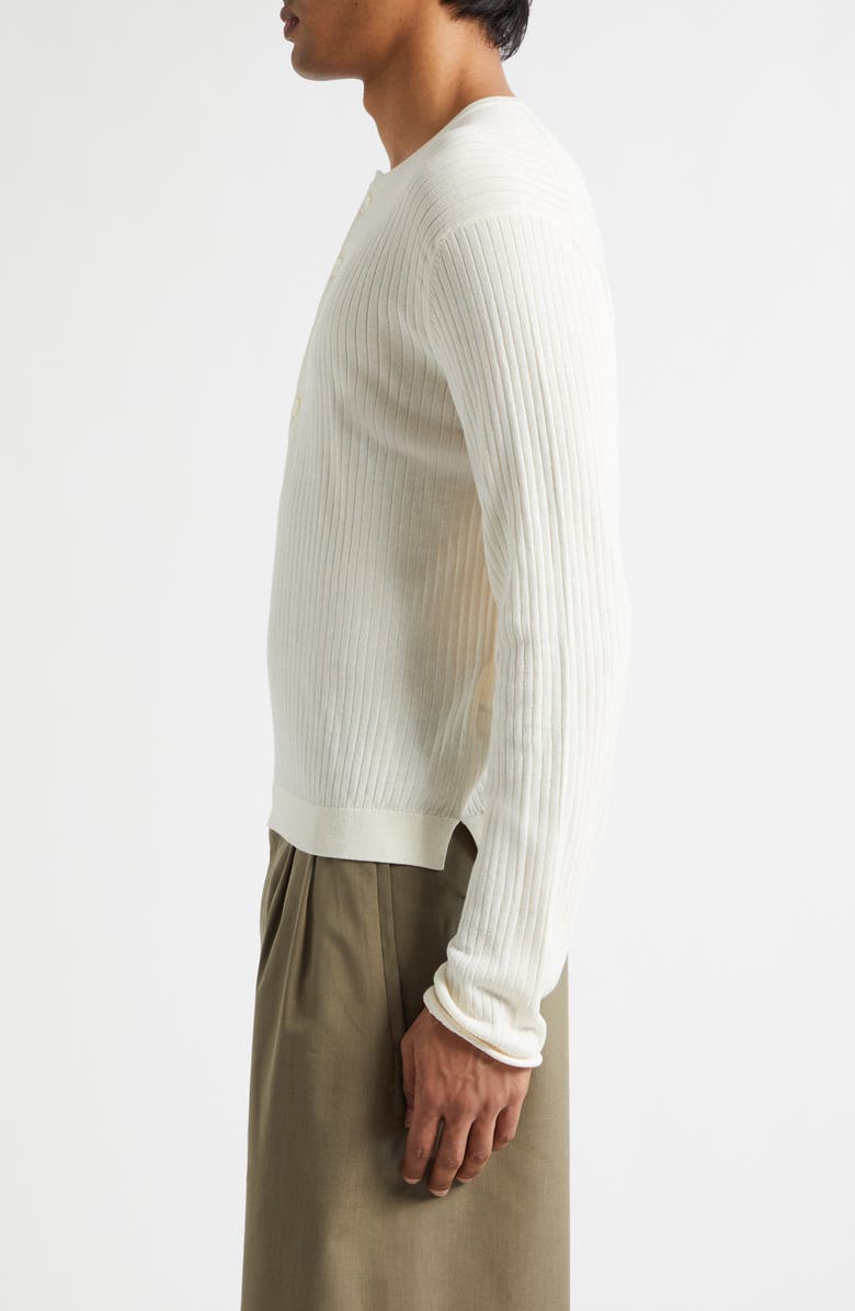 OUR LEGACY Fine Knit Cotton Crepe Henley, Alternate, color, Ivory Cotton Crepe