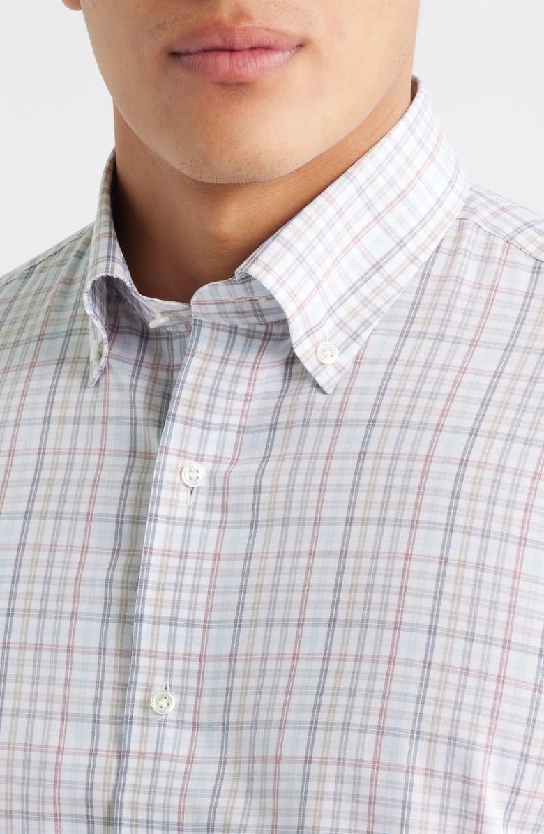 Peter Millar Crown Crafted Orvieto Flex Check Button-Down Shirt, Alternate, color, Nebula Blue
