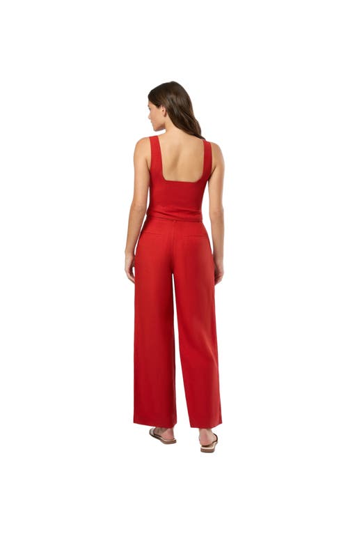 Onia Air Linen Pleated Trousers In Dark Red
