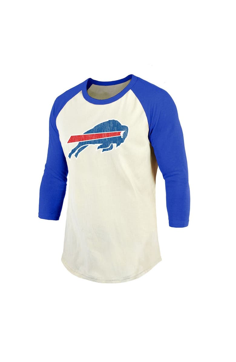 Majestic Threads Men's Majestic Threads Josh Allen Cream/Royal Buffalo Bills Vintage Player Name & Number 3/4-Sleeve Fitted T-Shirt, Alternate, color, 