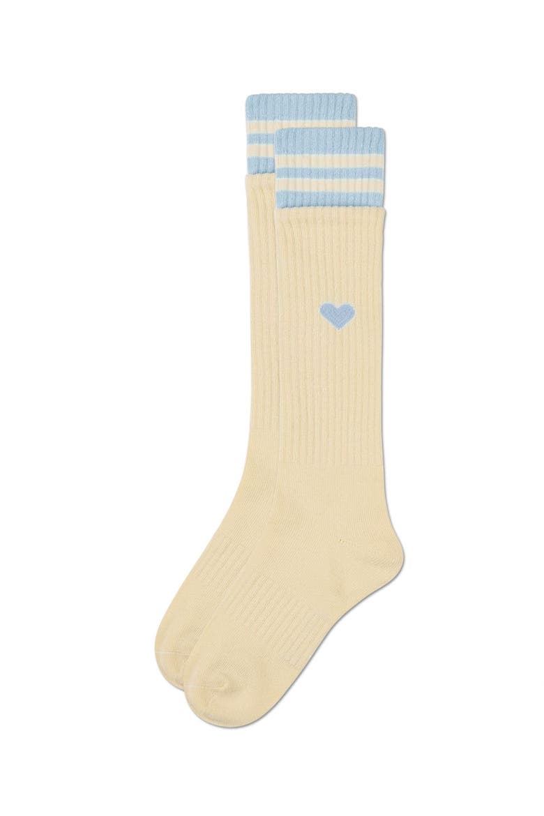 Ribbed Heart and Stripes Knee Sock, Alternate, color, Winter White