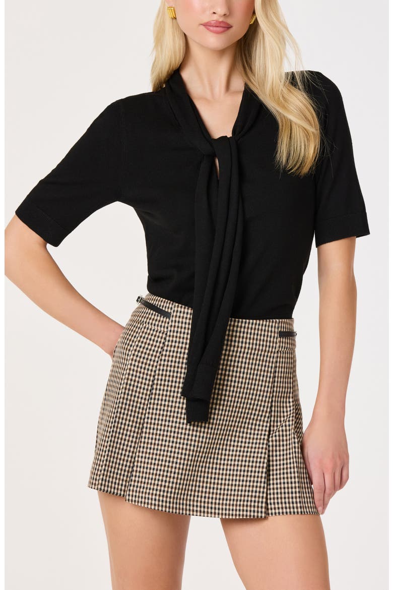 Agatha Tie Neck Sweater, Main, color, BLACK