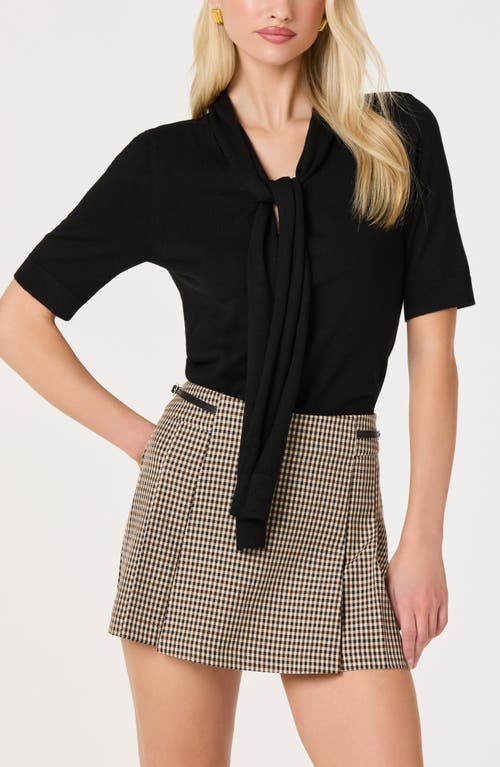 Astr The Label Agatha Tie Neck Sweater In Black