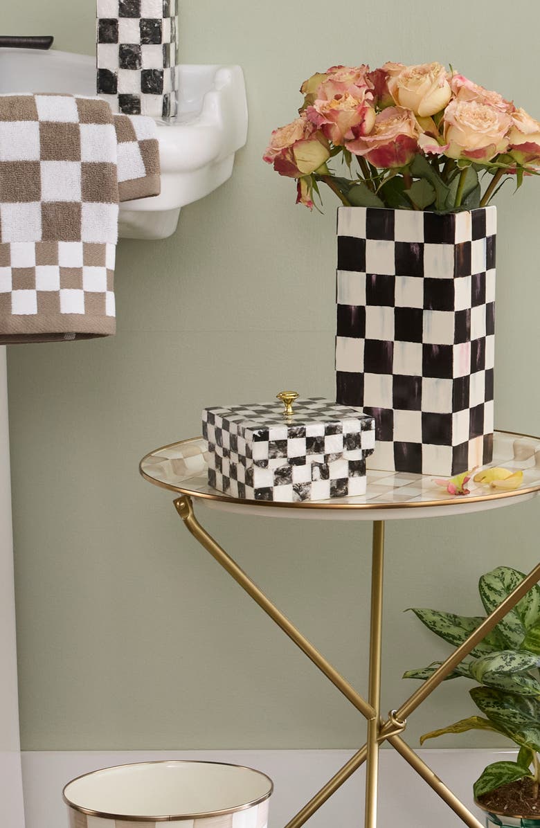 MACKENZIE CHILDS Courtly Check Capiz Scalloped Box, Alternate, color, Black