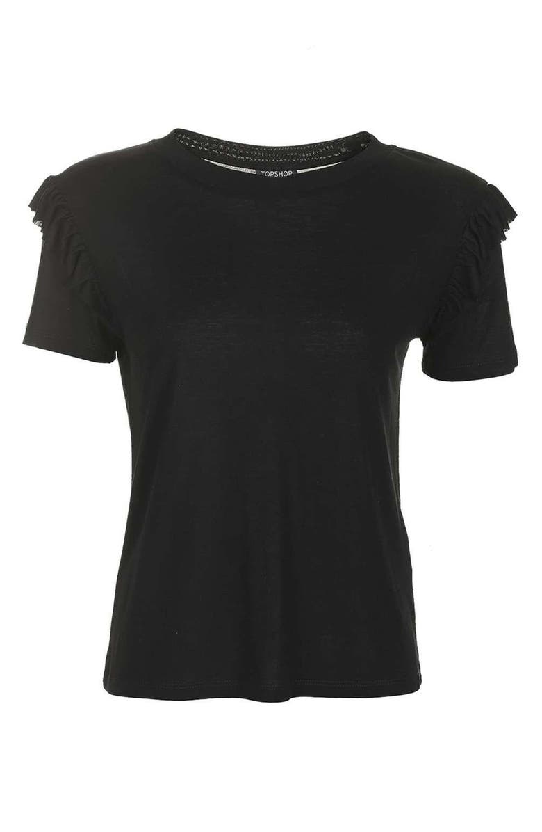 Topshop Frill Sleeve Tee, Alternate, color, 
