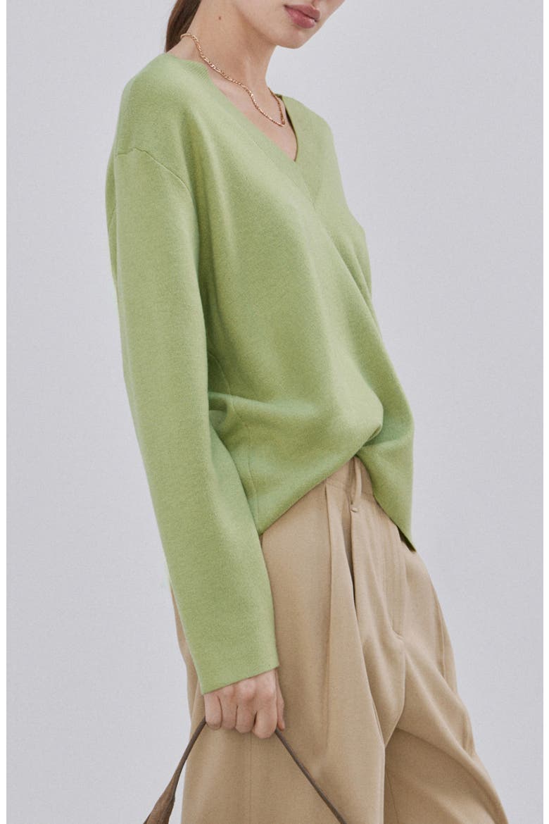 V-Neck Sweater, Alternate, color, GREEN