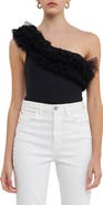 Endless Rose Tulle Ruffle One-Shoulder Bodysuit