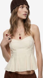 Koton Structured Fitted Strappy Peplum Top