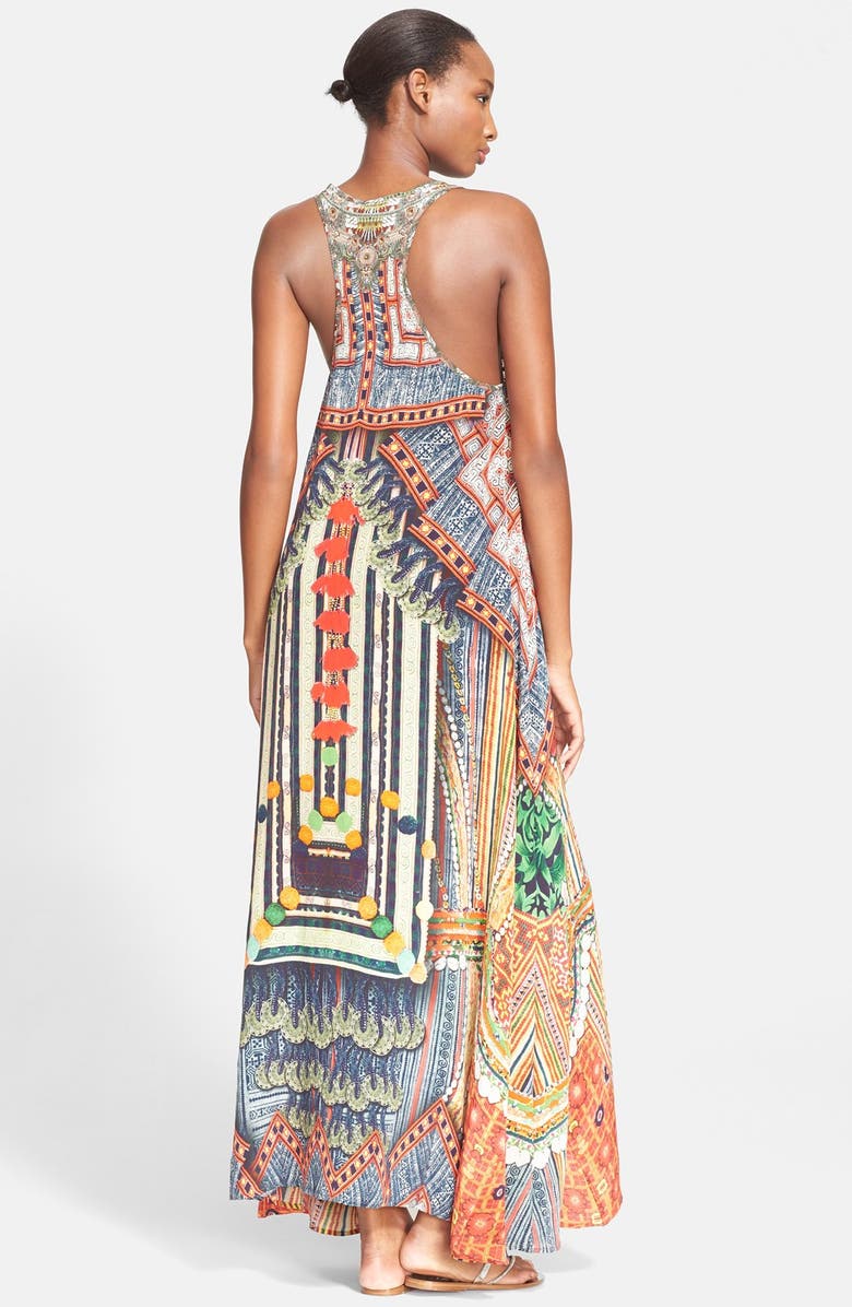 Camilla Crystal Embellished Print Silk Crepe Maxi Dress, Alternate, color,